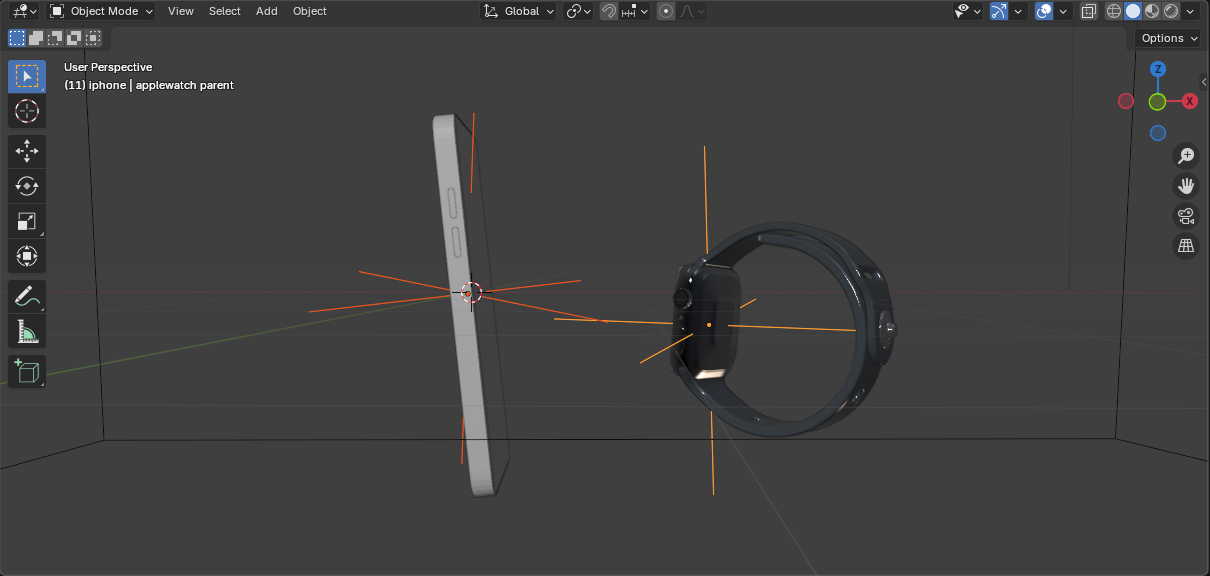 iPhone and Apple Watch model with parent obecjts